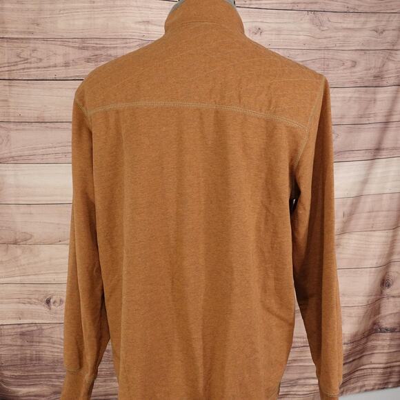 G.H. Bass & Co. Sweater Mens Large Brown Quarter Zip Pullover Patch Logo Heather - Picture 4 of 7